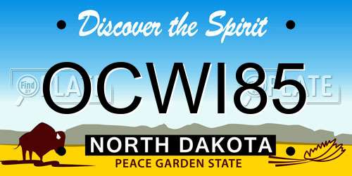 OCWI85 North Dakota License Plate