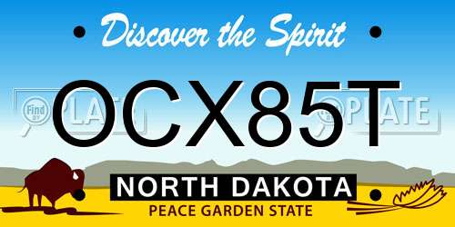OCX85T North Dakota License Plate