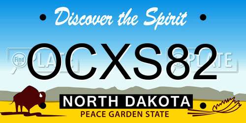 OCXS82 North Dakota License Plate