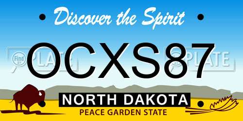 OCXS87 North Dakota License Plate