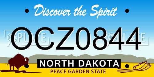 OCZ0844 North Dakota License Plate