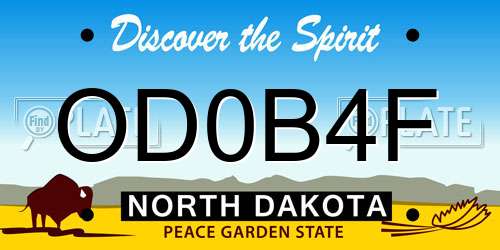 OD0B4F North Dakota License Plate