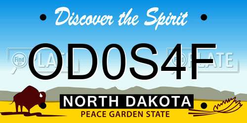 OD0S4F North Dakota License Plate