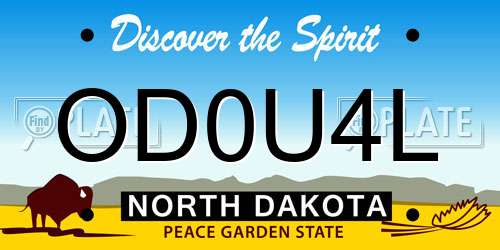 OD0U4L North Dakota License Plate