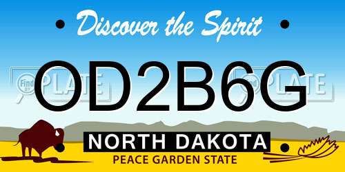 OD2B6G North Dakota License Plate