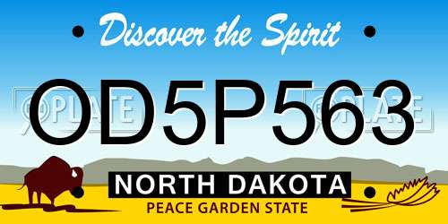 OD5P563 North Dakota License Plate