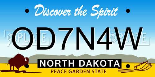 OD7N4W North Dakota License Plate