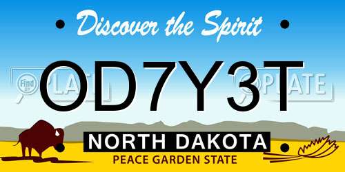 OD7Y3T North Dakota License Plate