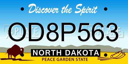 OD8P563 North Dakota License Plate