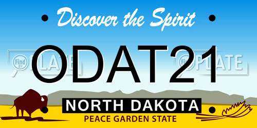 ODAT21 North Dakota License Plate