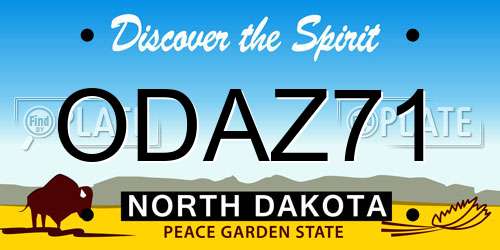 ODAZ71 North Dakota License Plate