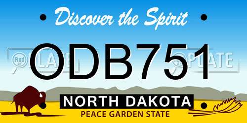 ODB751 North Dakota License Plate