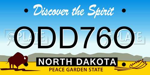ODD76O North Dakota License Plate