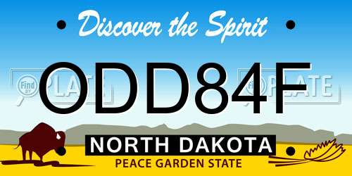 ODD84F North Dakota License Plate