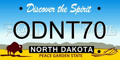 ODNT70 North Dakota License Plate
