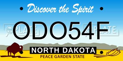 ODO54F North Dakota License Plate
