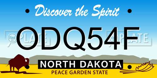 ODQ54F North Dakota License Plate