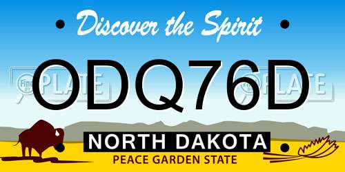 ODQ76D North Dakota License Plate