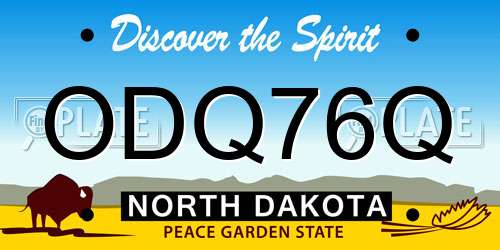 ODQ76Q North Dakota License Plate