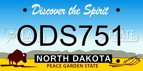 ODS751 North Dakota License Plate
