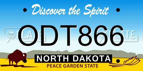 ODT866 North Dakota License Plate