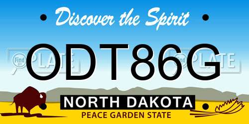 ODT86G North Dakota License Plate