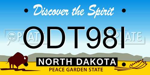 ODT98I North Dakota License Plate
