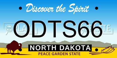 ODTS66 North Dakota License Plate