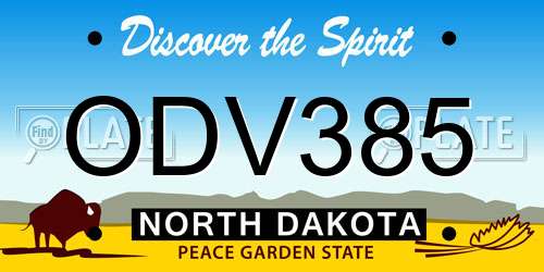ODV385 North Dakota License Plate