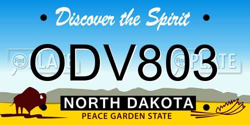 ODV803 North Dakota License Plate
