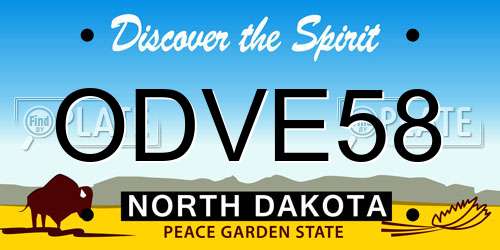 ODVE58 North Dakota License Plate