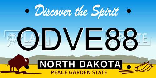ODVE88 North Dakota License Plate