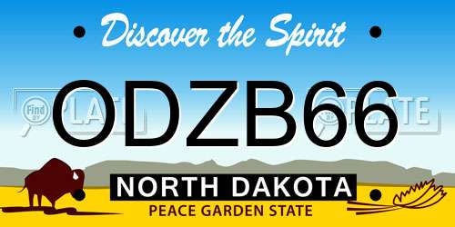 ODZB66 North Dakota License Plate