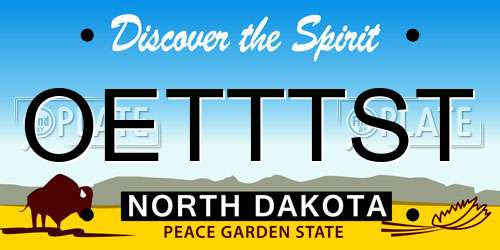 OETTTST North Dakota License Plate