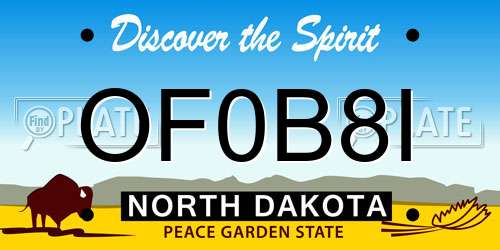 OF0B8I North Dakota License Plate