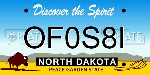 OF0S8I North Dakota License Plate