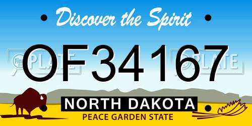 OF34167 North Dakota License Plate