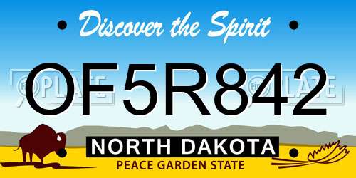 OF5R842 North Dakota License Plate