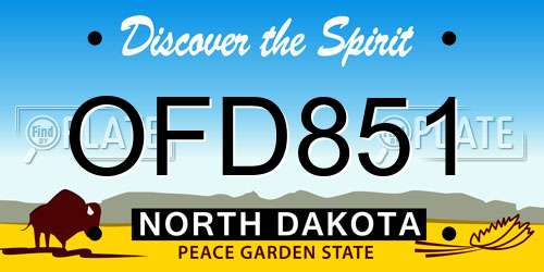 OFD851 North Dakota License Plate