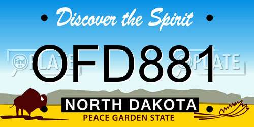 OFD881 North Dakota License Plate