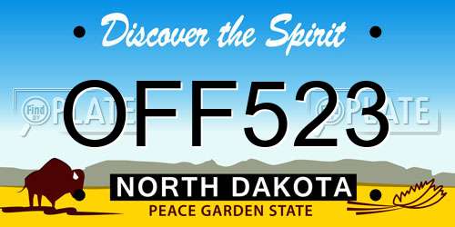 OFF523 North Dakota License Plate