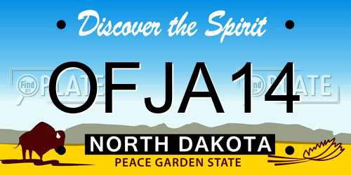 OFJA14 North Dakota License Plate