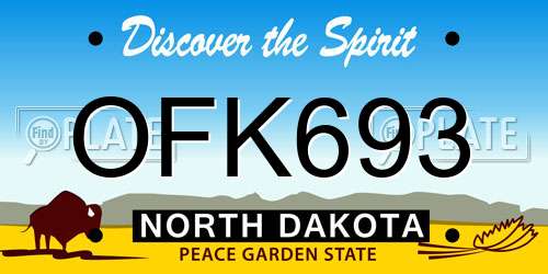 OFK693 North Dakota License Plate