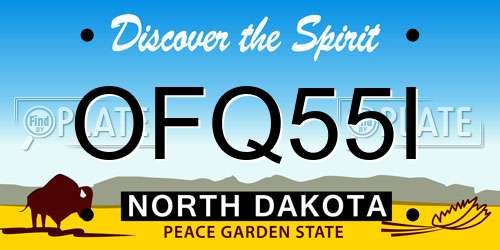 OFQ55I North Dakota License Plate