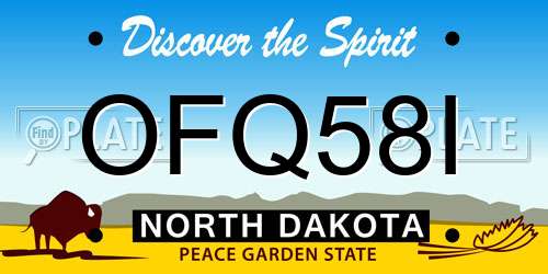 OFQ58I North Dakota License Plate