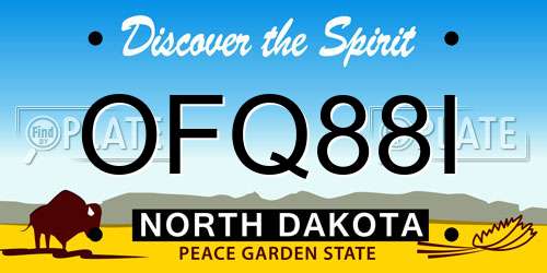 OFQ88I North Dakota License Plate