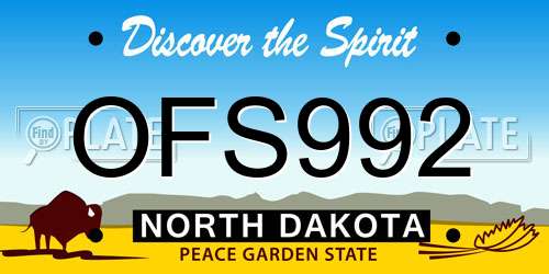 OFS992 North Dakota License Plate