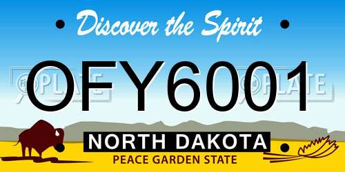 OFY6001 North Dakota License Plate