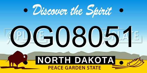 OG08051 North Dakota License Plate