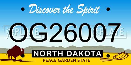 OG26007 North Dakota License Plate